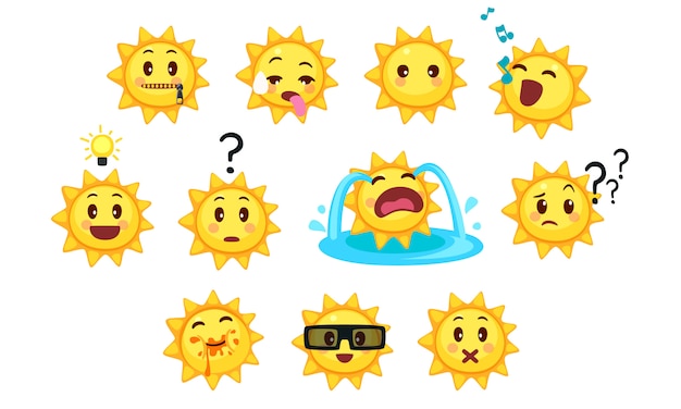 Collection of cute sun emoticons