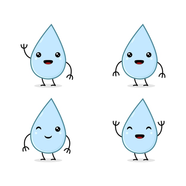 Collection of cute water drop character mascot vector illustrations great for water drop concept kids and more