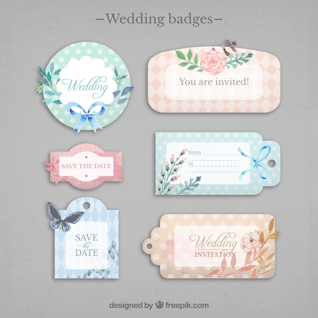 Vector collection of cute weeding labels