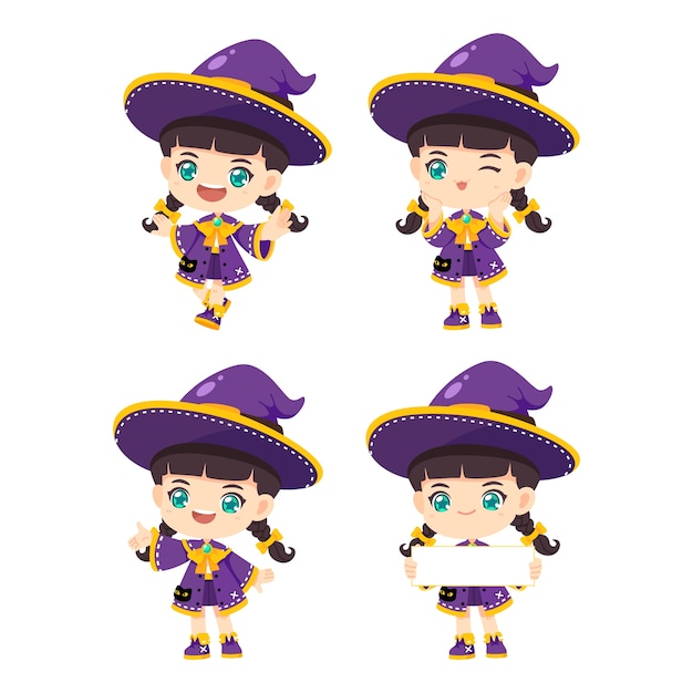 Vector collection of cute witch illustration