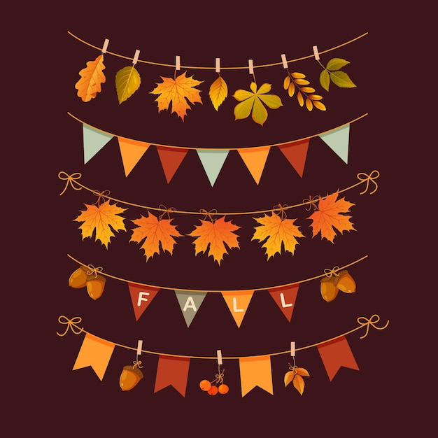 Vector collection of decorative autumn garlands