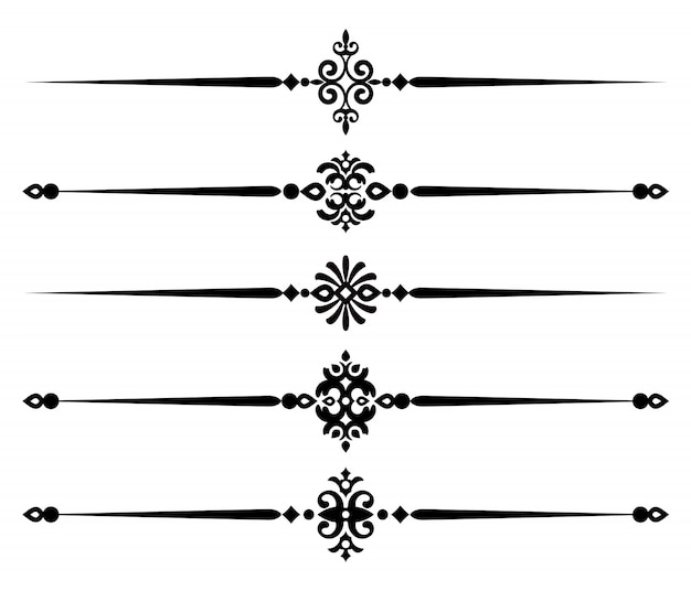 Collection decorative line elements, set of beautiful ornamental rules