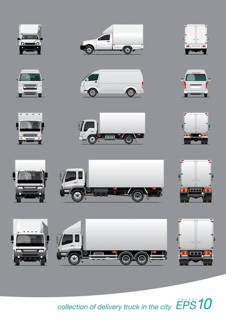 Vector collection of delivery cargo truck
