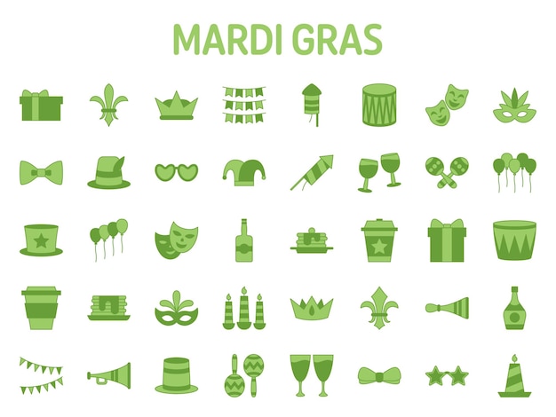 Collection of design elements for mardi gras