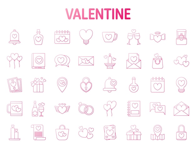 Collection of design elements for Valentine day