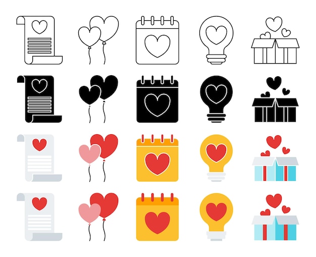 Collection of design elements for Valentine day