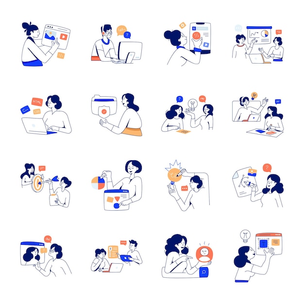 Vector collection of designing and teamwork flat illustrations