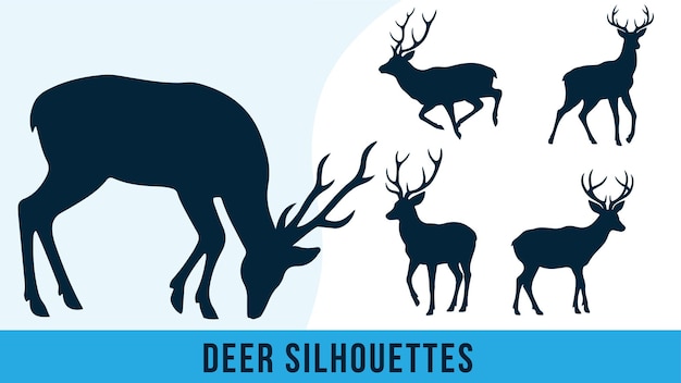 Collection of Detailed Deer Silhouette Vectors