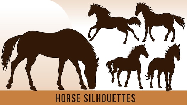 Vector collection of detailed horse silhouette vectors