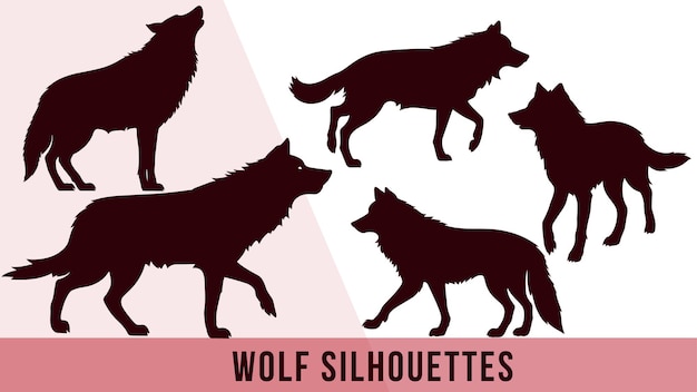 Коллекция подробных векторов силуэта волка