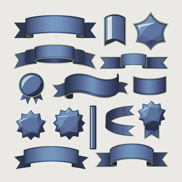 Vector a collection of different banners including blue ribbon and ribbons