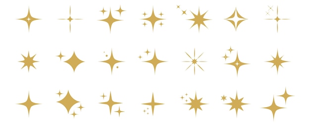 Vector collection of different black sparkles icons.