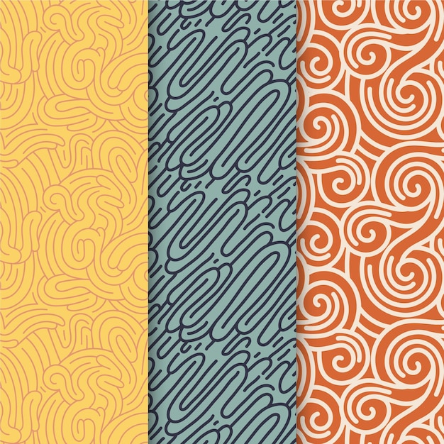 Collection of different colored rounded lines patterns