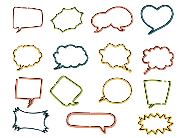 A collection of different colored speech bubbles.