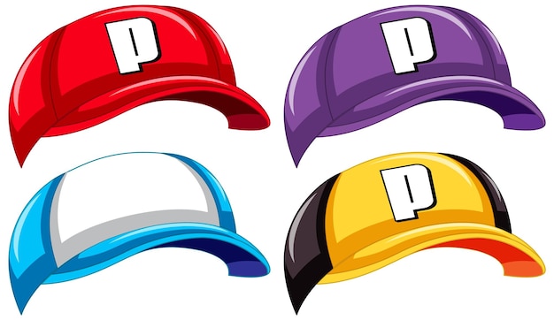 Vector collection of different colour of caps