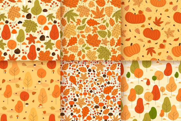 Collection of different creative autumn patterns