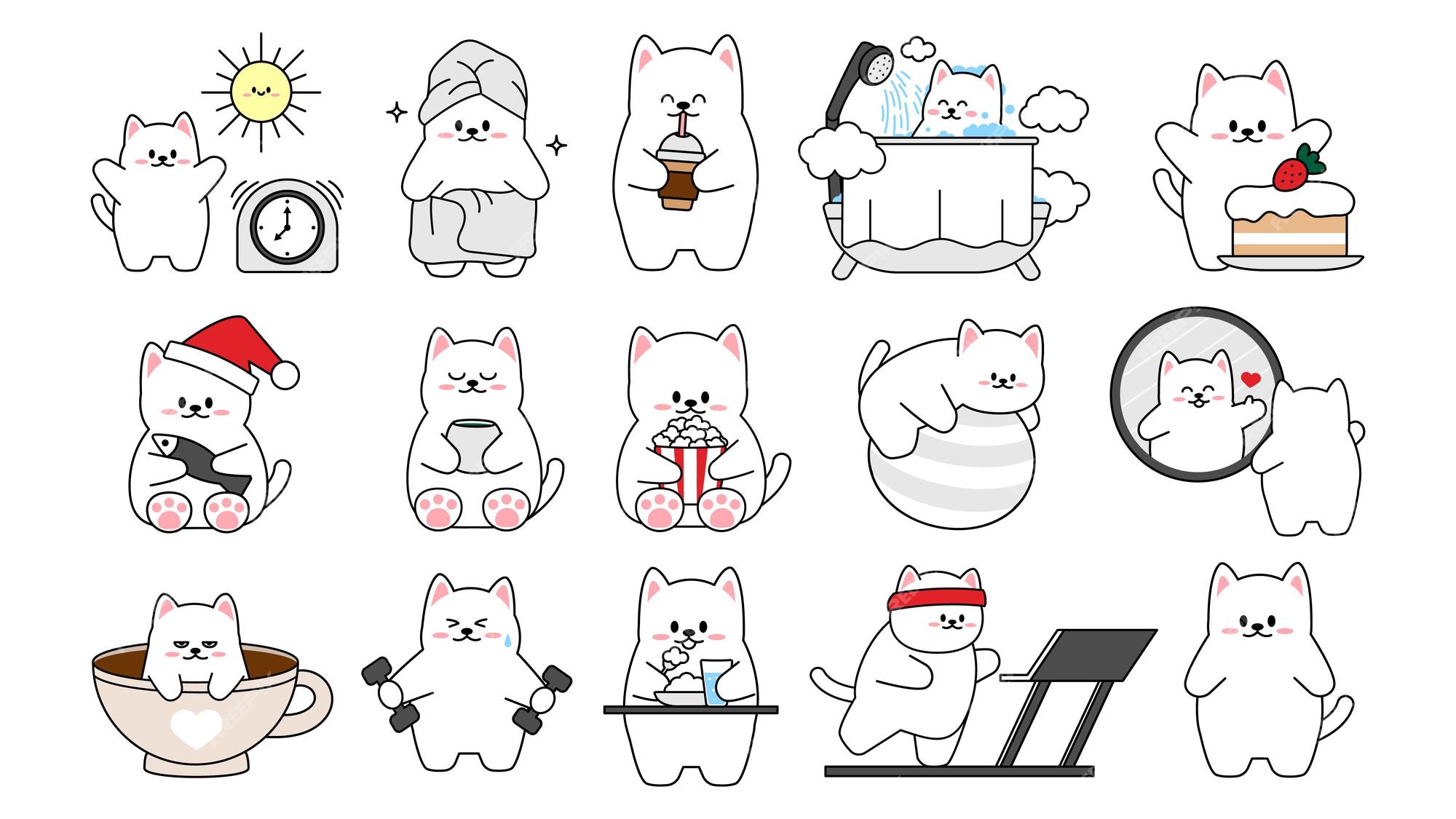 Premium Vector  Cute baby cat icon set collection