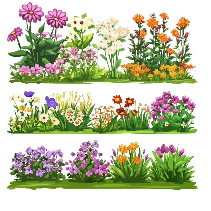 Vector a collection of different flowers including the garden