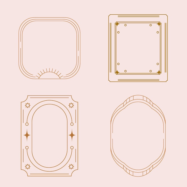 Collection of different frames with stars Minimalistic linear frames arches elements geometric s