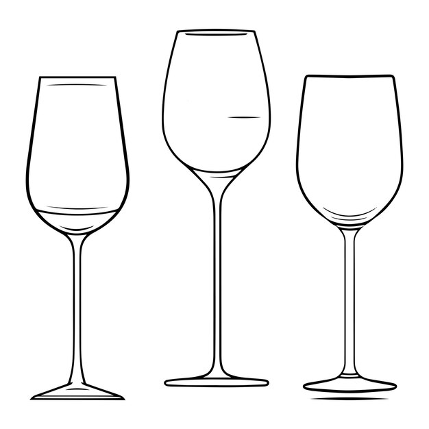 Vector collection of different glass set line art glass vector art illustration design