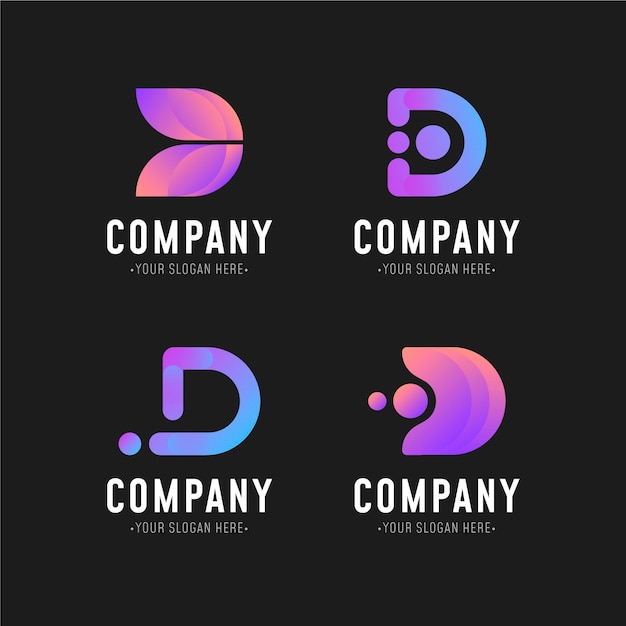 Vector collection of different gradient d logo