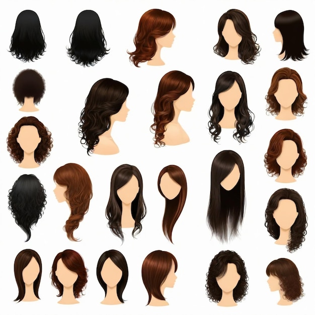 Premium Vector | A collection of different hair styles including one of ...