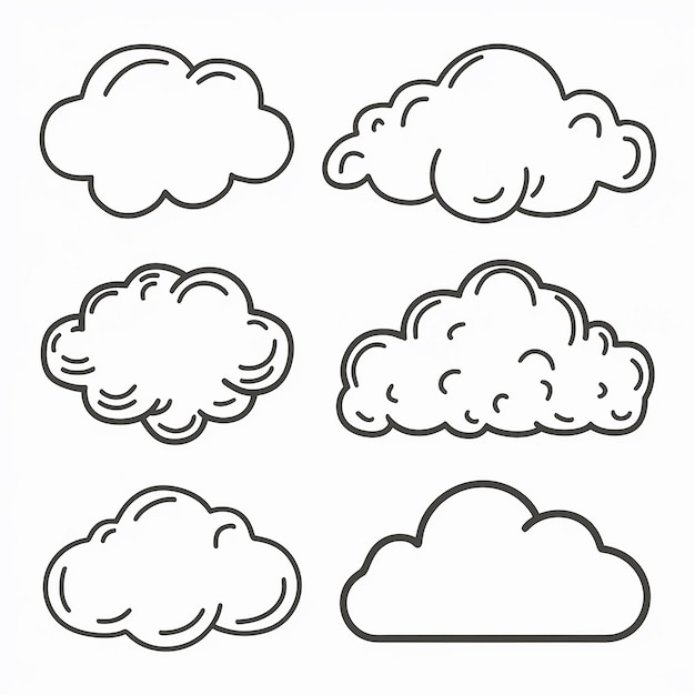 Vettore una raccolta di diverse immagini di nuvole e la parola quote la parola quote in fondo