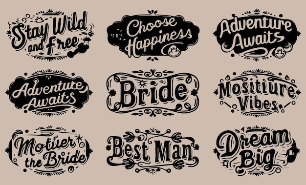 a collection of different logos for the bride and groom