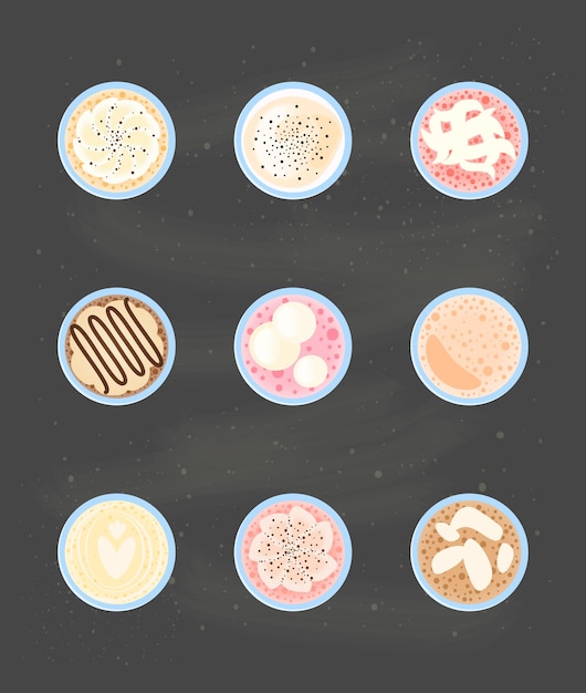 Vector collection of different milkshakes or smoothies