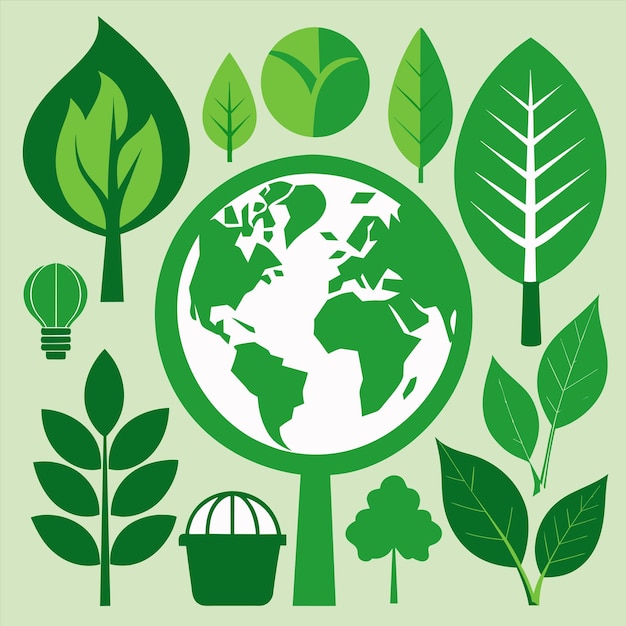 a collection of different plants and trees
