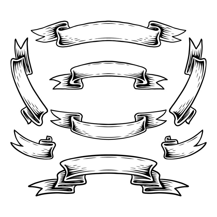 Collection of different ribbon set vintage vector design elements