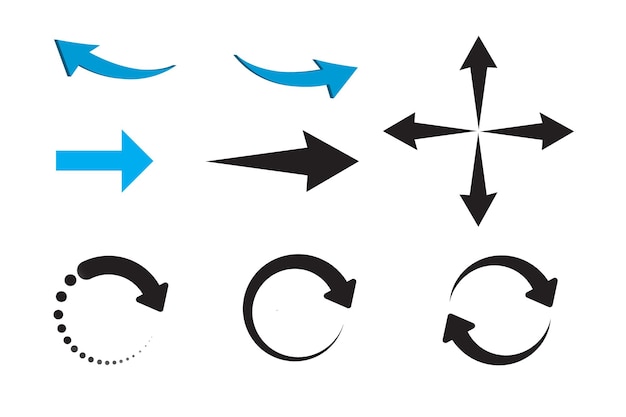 さまざまな形の矢印ベクトル要素のコレクション