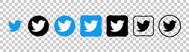 Коллекция различных значков Twitter Логотип социальных сетей Линейное искусство и плоский стиль изолированы на белом фоне Икона векторной линии для бизнеса и рекламы