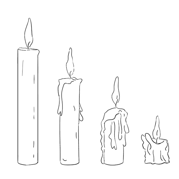 Collection of different types of burning candle