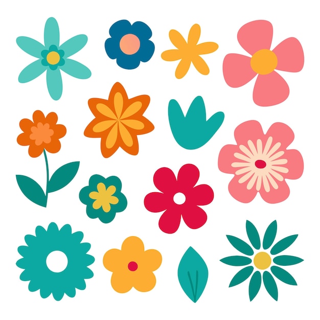 異なるベクトル抽象的な花と葉のイラストのコレクション