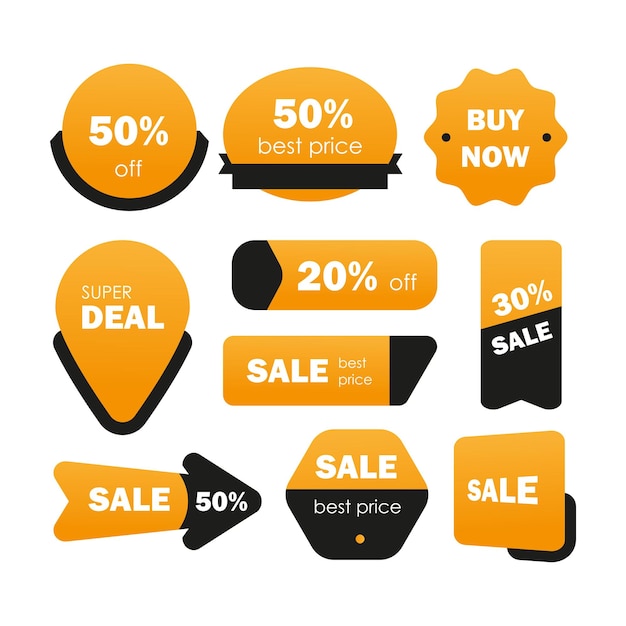 Collection of discount labels in realistic style