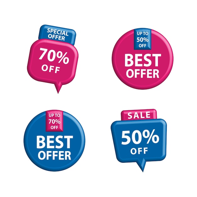 Collection of discount sale tags for shop banner promotion