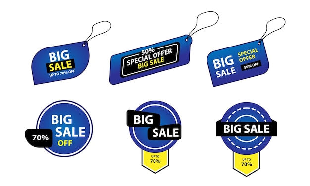 Collection of discount sale tags for shop banner promotion