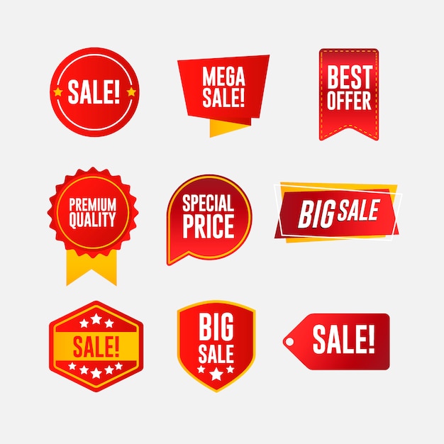 Collection of discount stickers, badge