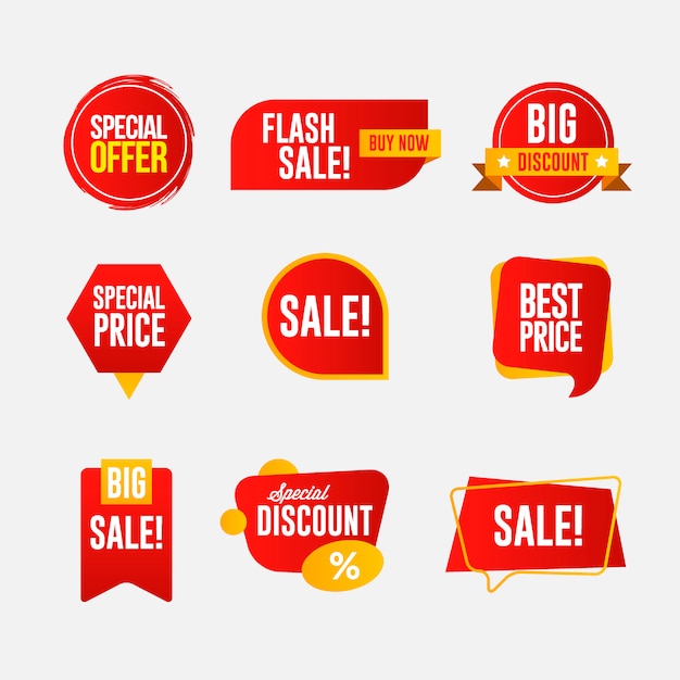 Collection of discount stickers, badge