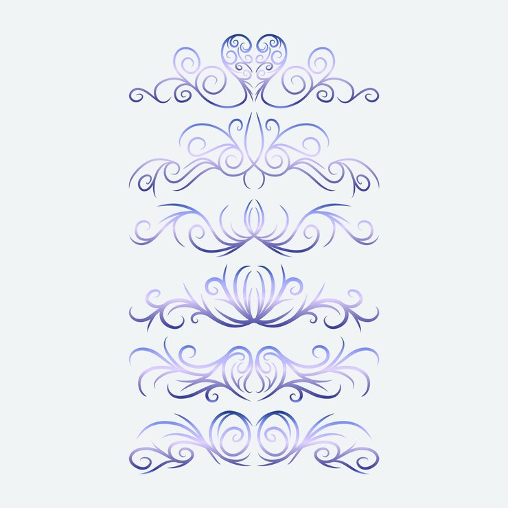 Vector collection of divider ornate calligraphy