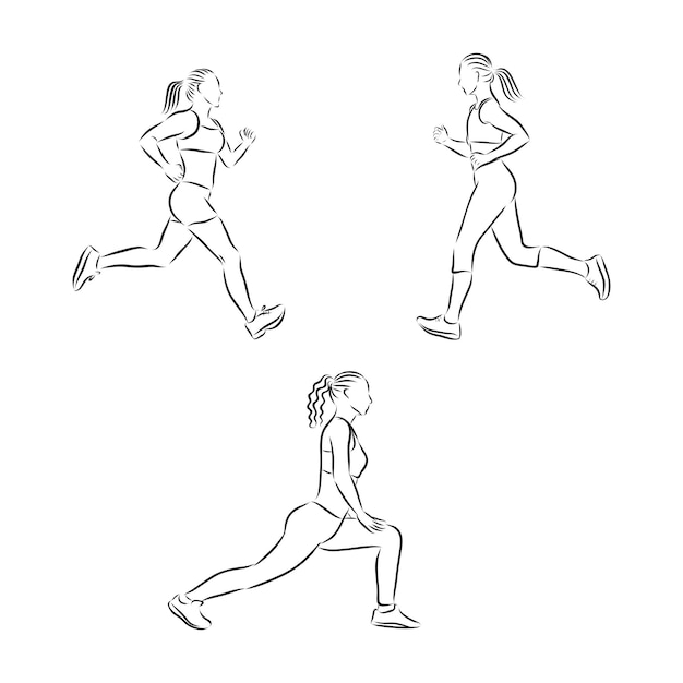 A collection of doodle art illustrations that includes the following sports track and field