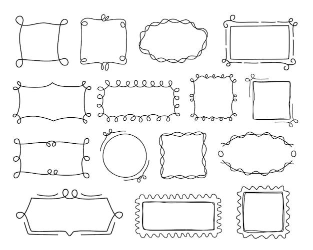 Vector collection of doodle frames handdrawn graphic design illustration