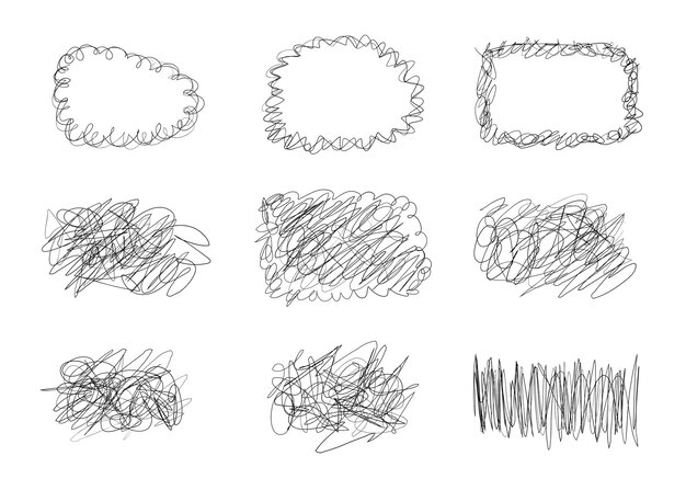 Vector collection of doodle thin line shapes