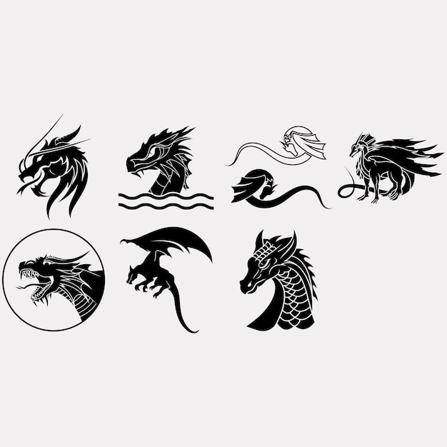 collection of dragon logos