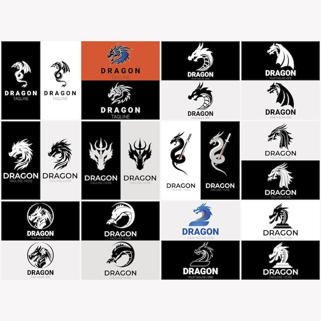 Collection of dragon logos