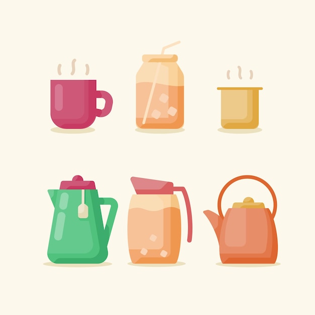 collection of Drink beverage icon isolated on beige