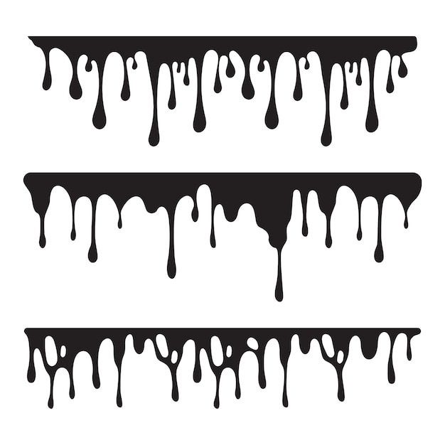 Collection of dripping black liquid flat design