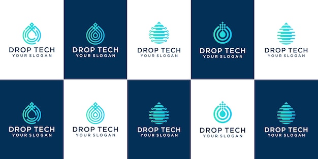 Collection of drop tech with line art style