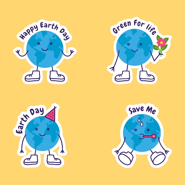 Premium Vector | Collection of earth day stickers